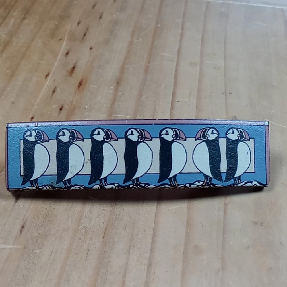 Vintage Handcrafted Leather "Puffin" Barrette